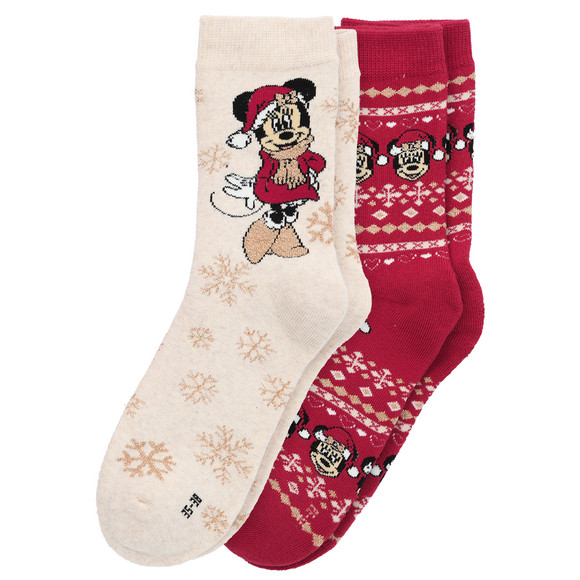 2 Paar Minnie Maus Frottee-Socken im Set