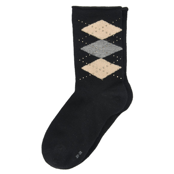 1 Paar Damen Socken mit Zier-Steinen