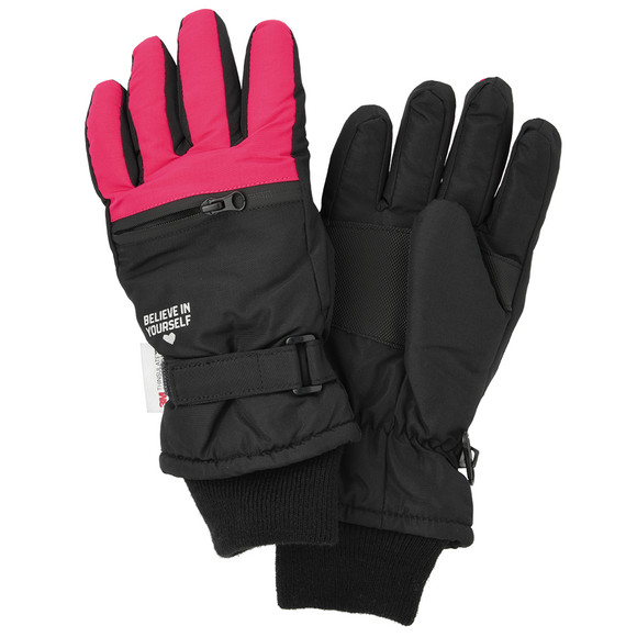 Meisjeshandschoenen met zakken roze / zwart