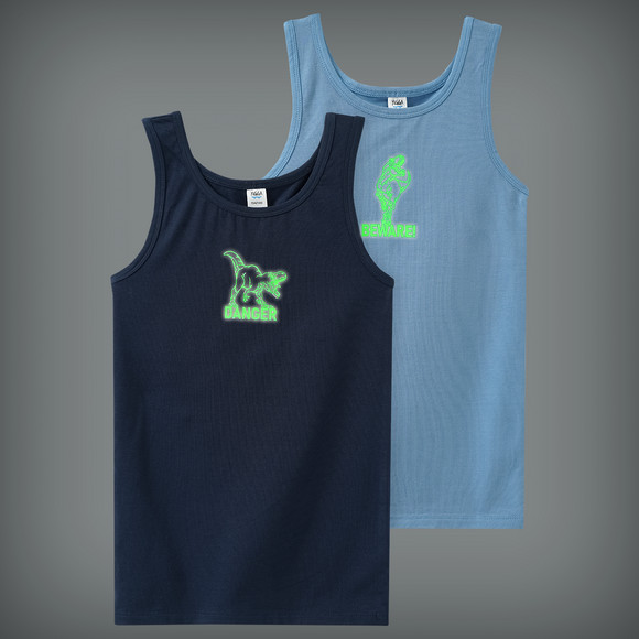 2 Jungen Unterhemden Glow in the dark Effekt