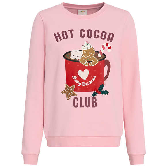 Dames kersttrui met print roze