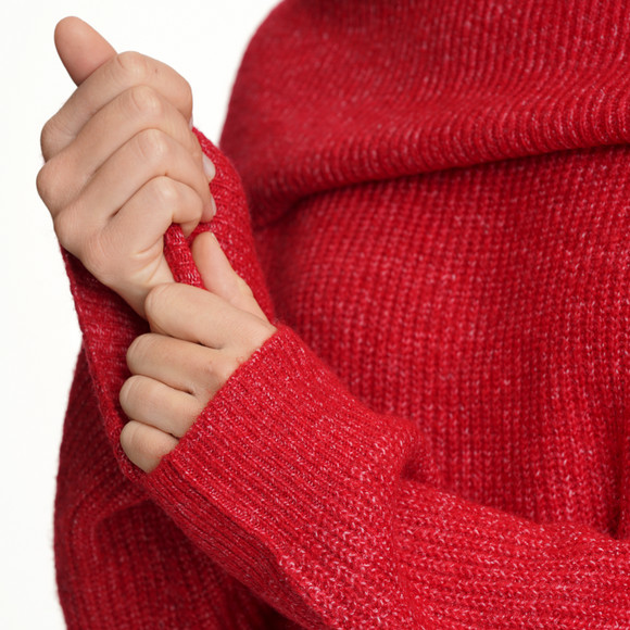 Damen Strickkleid mit Carmenkragen