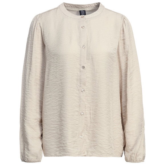 Dames blouse van satijn met knoopsluiting crème