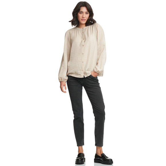 Dames blouse van satijn met knoopsluiting