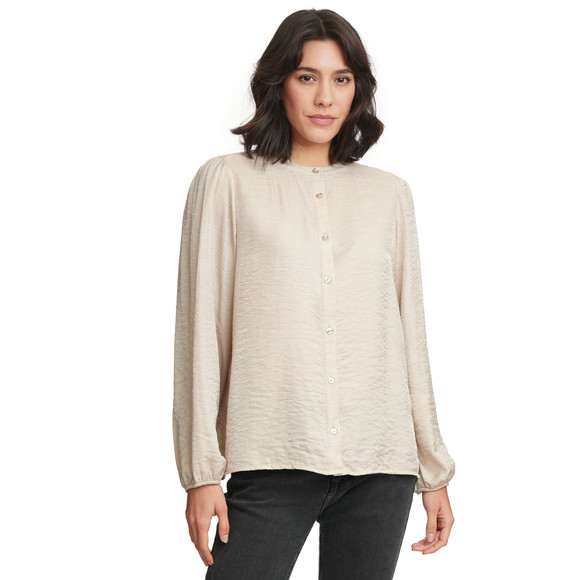 Dames blouse van satijn met knoopsluiting