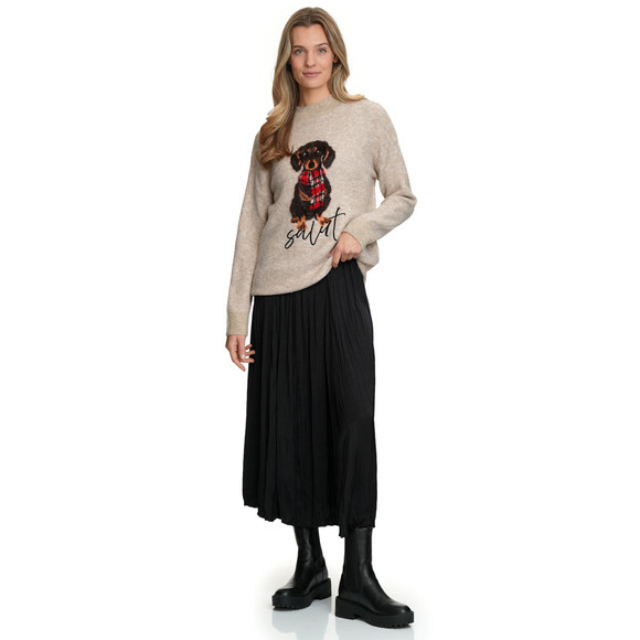 Gebreide damestrui met teckelmotief