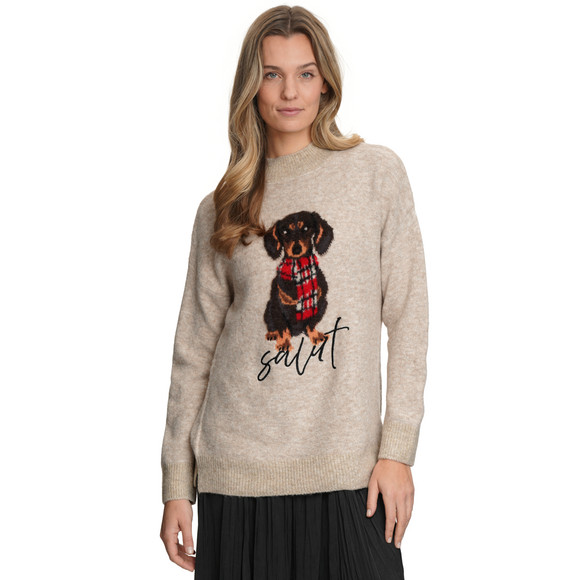 Gebreide damestrui met teckelmotief