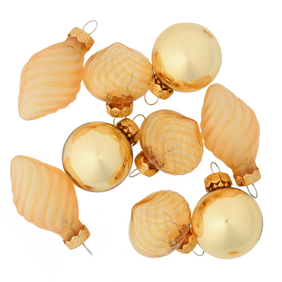 9 kerstballen in verschillende vormen goud