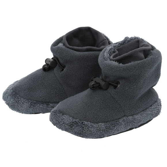 Baby fleece schoenen met anti-slip noppen donkergrijs