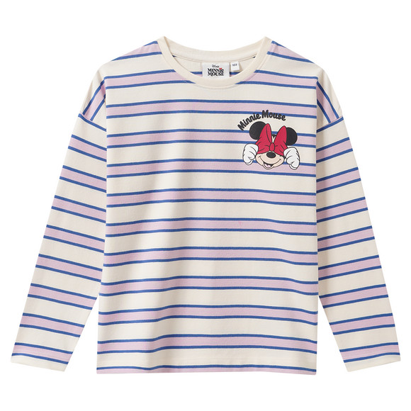 T-Shirt lange mouwen Minnie Mouse crème / roze / blauw