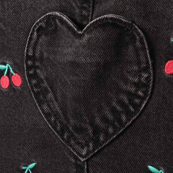 Mädchen Jeanskleid mit Kirschen-Stickerei