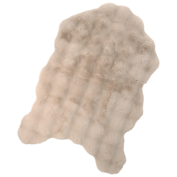 Vloerkleed van imitatiebont met textuur beige