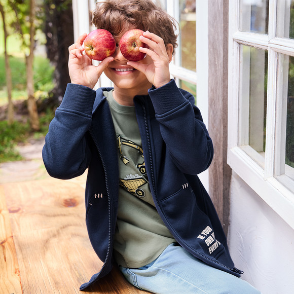 Sweaterjas voor jongens met siernaden