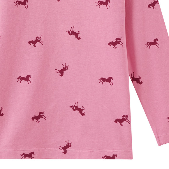 Mädchen Langarmshirt mit Pferde-Prints