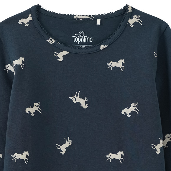 Mädchen Langarmshirt mit Pferde-Prints