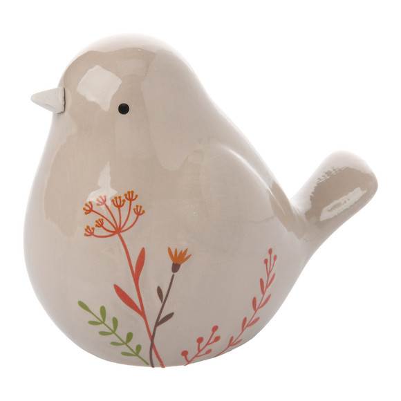 Decoratieve vogel van keramiek lichtbruin