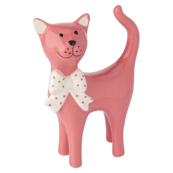 Dekofigur Katze mit Schleife