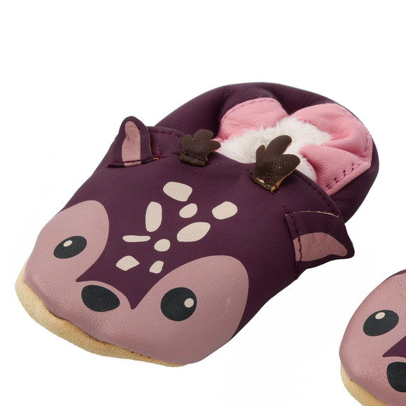Kruipschoenen van babyleer met hertenmotief