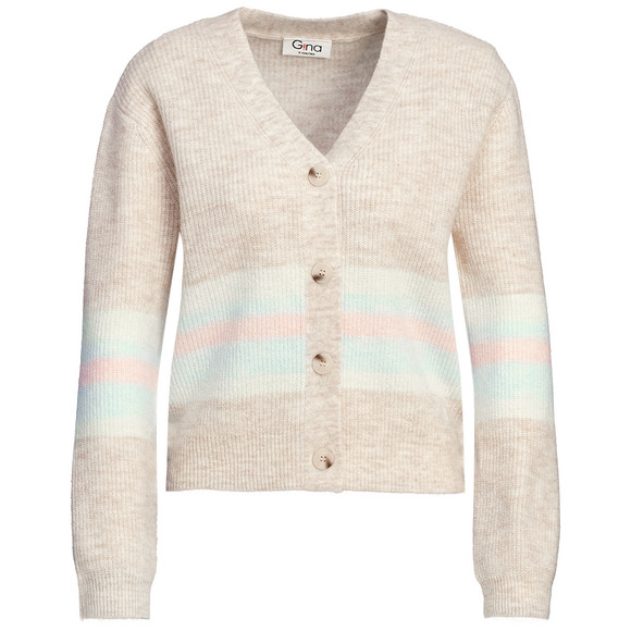 Damen Strickjacke mit farbigen Streifen