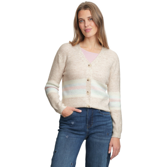 Damen Strickjacke mit farbigen Streifen