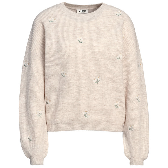 Gebreide damestrui met all-over borduursel