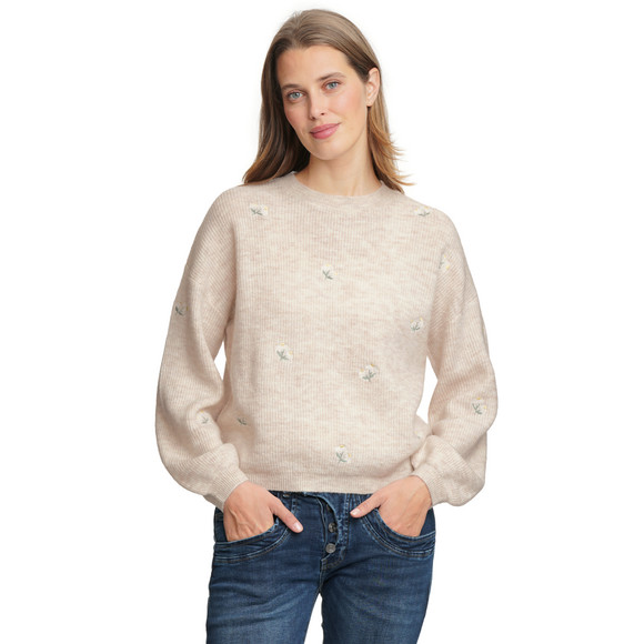 Gebreide damestrui met all-over borduursel