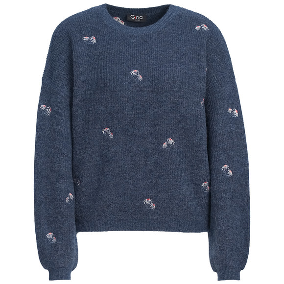 Damen Strickpullover mit Allover-Stickerei