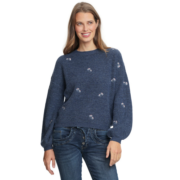 Damen Strickpullover mit Allover-Stickerei