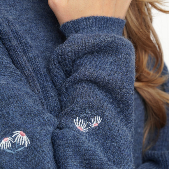 Damen Strickpullover mit Allover-Stickerei