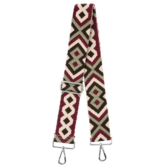 Schouderriem met all-over patroon donkerrood / crème