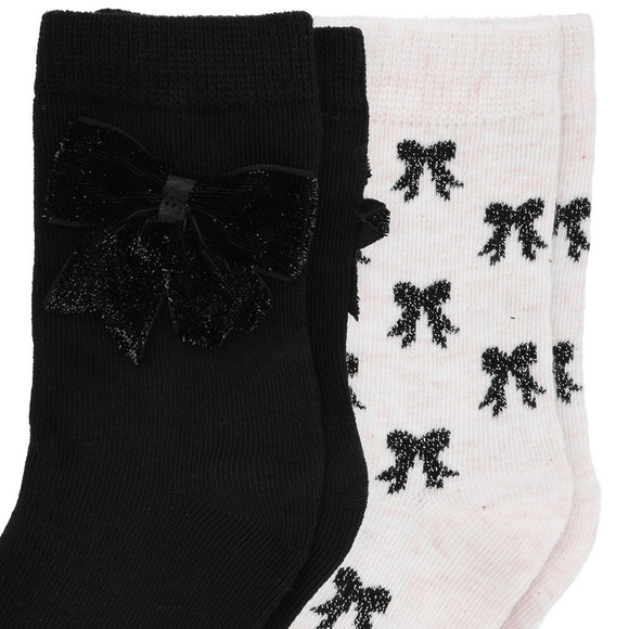 2 Paar Mädchen Socken mit Glitzerschleifen