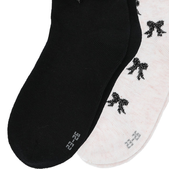 2 Paar Mädchen Socken mit Glitzerschleifen