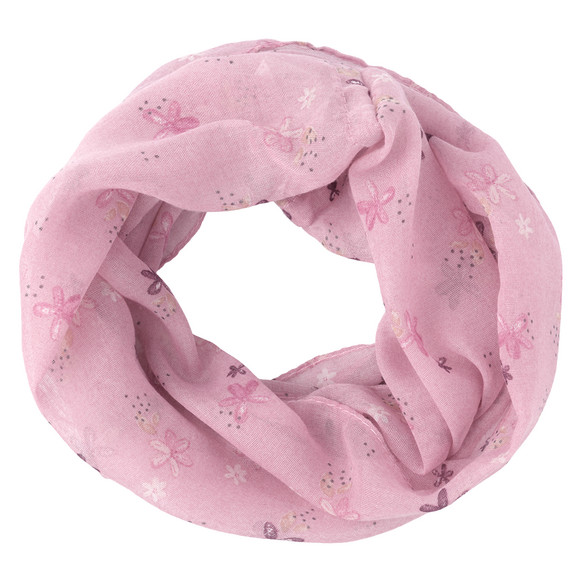 2 Mädchen Rundschals mit Blumen-Allover