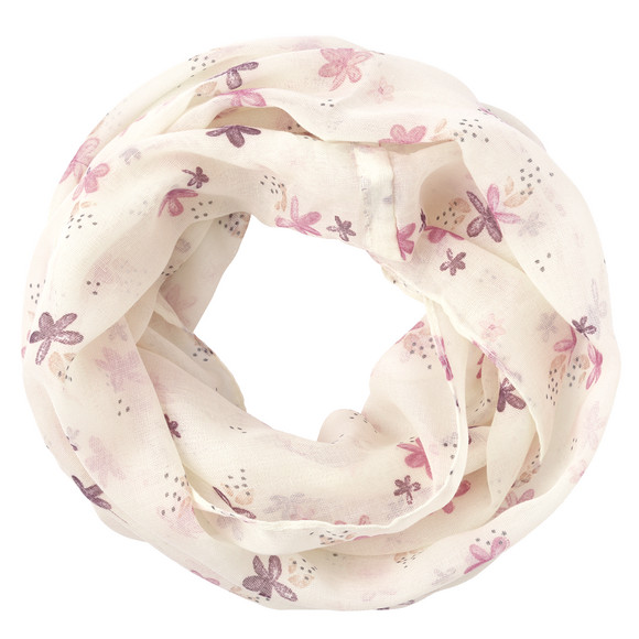 2 Mädchen Rundschals mit Blumen-Allover