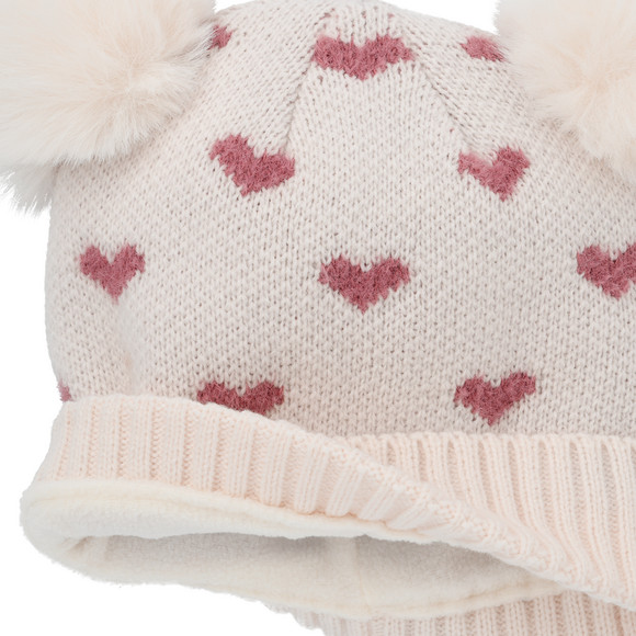 Gebreide muts met hartjesmotief voor meisjes