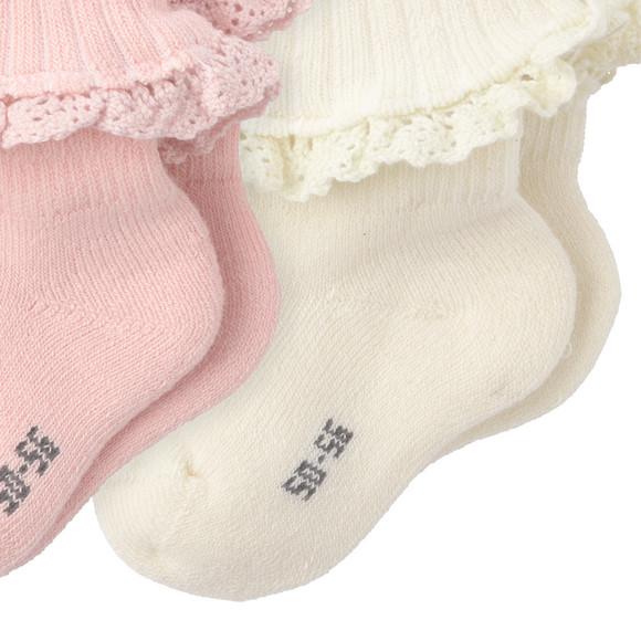 2 paar Newborn Sokken met franje