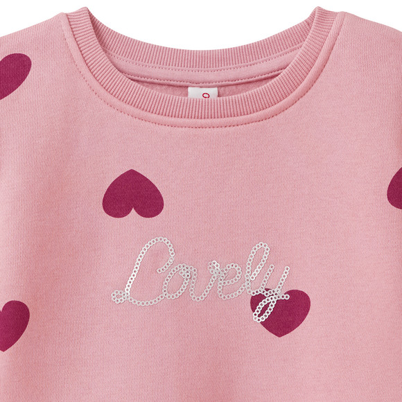 Mädchen Sweatshirt mit Herz-Allover
