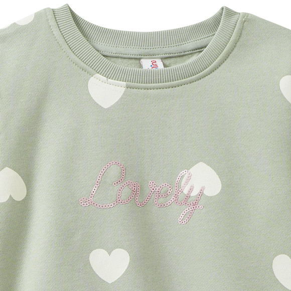 Mädchen Sweatshirt mit Herz-Allover