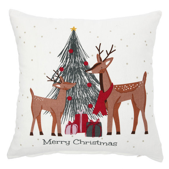 Kussenhoes met Kerst design wit