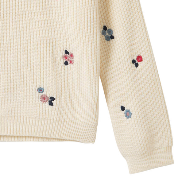 Mädchen Strickpullover mit Blümchen-Stickerei