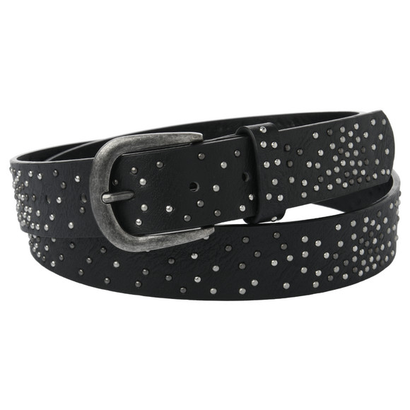 Damesriem met klinknagel applicatie zwart