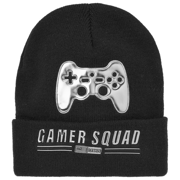 Gebreide muts voor jongens met gamermotief