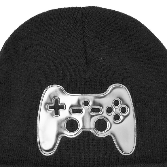 Gebreide muts voor jongens met gamermotief