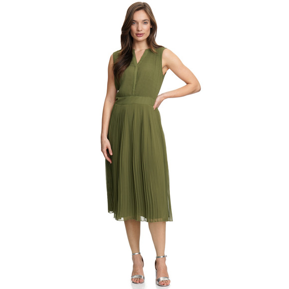 Damen Plissee-Kleid mit kleinem V-Ausschnitt