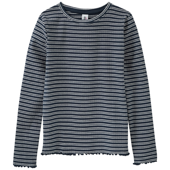 Mädchen Langarmshirt im Streifen-Look dunkelblau
