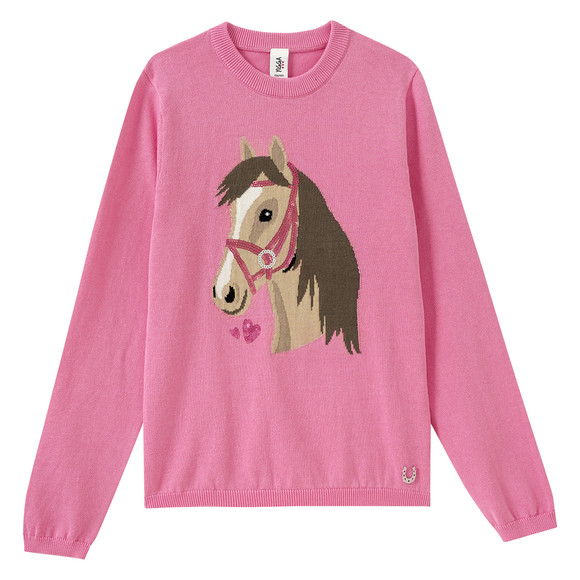 Gebreide trui voor meisjes met paardenmotief