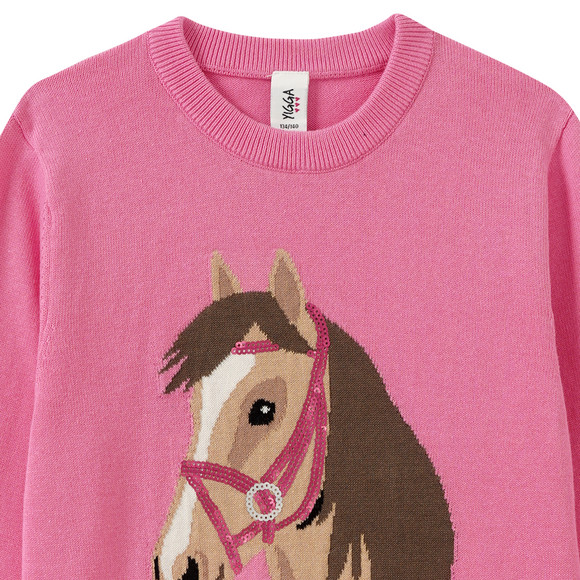 Gebreide trui voor meisjes met paardenmotief
