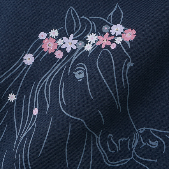 Mädchen Hoodie mit Pferde-Motiv