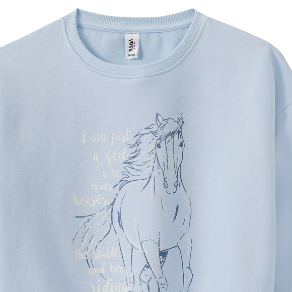 Mädchen Sweatshirt mit Pferde-Print