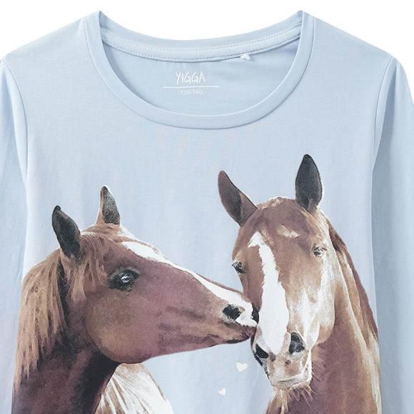 Mädchen Langarmshirt mit Pferde-Motiv